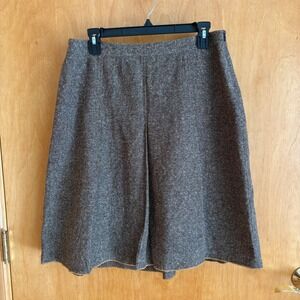 Parallel Tweed Skirt A-Line Knee Length Pleated Brown Career Office Workwear‎